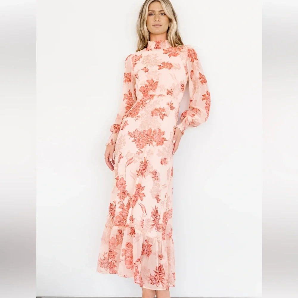 Baltic Born Floral Long Sleeve Dress in Pink and Red - Picture 3 of 16